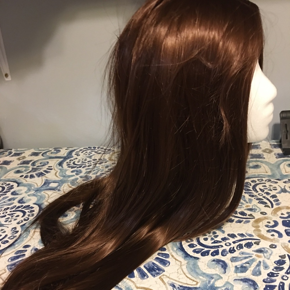 Dark auburn red layers wig